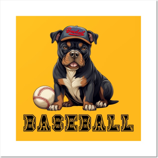 american bully with baseball Wall Art by hnueng111